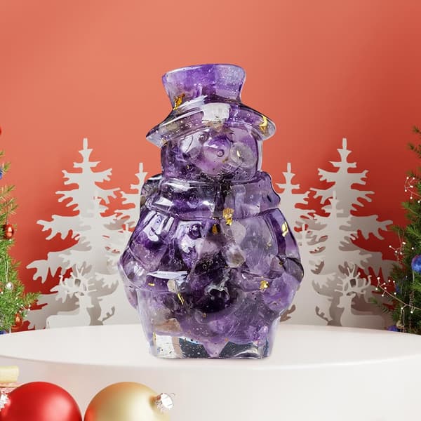 Amethyste Krystall Snømann Figur - 3D Julekolleksjon Miniatyr Amethyst