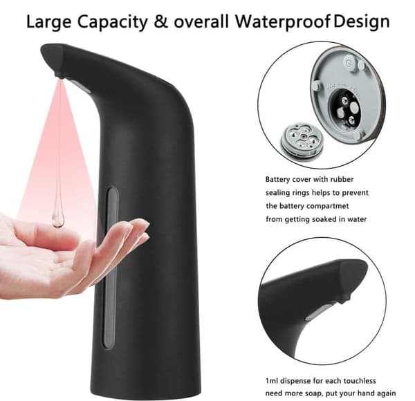 Automatic Liquid Soap Dispenser Touchless Soap Pump 400ML Svart