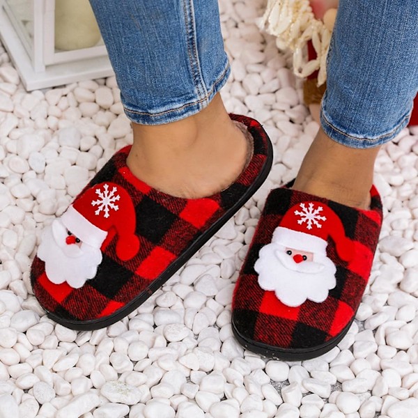 Mysiga Jul-tofflor för Sovrummet, Rensa Plüschdesign för Män och Kvinnor Santa Claus G 44/45 EU
