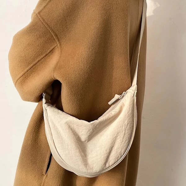Rento Nylon Hobo Olkalaukku Naisten Crossbody-laukku Olkalaukku Puolikuu Rintalaukut Tote Lady Travel Shopper Laukku Naisten Laukut Beige Beige Beige 31x16x9cm