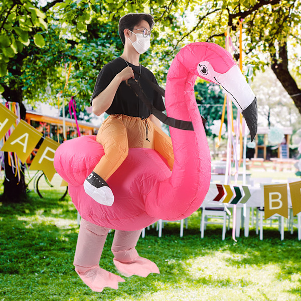 Oppustelig Flamingo Kostume Vandtæt Polyesterstof Oppustelig Dragt til 150‑190cm Voksen