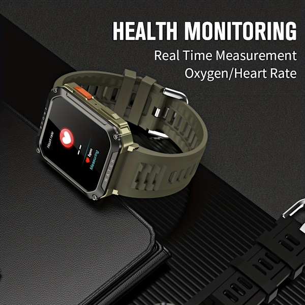 Ny 5,11 cm Robust Militær Smart Watch Herre For Android IOS Ftiness Watches Ring Smartwatch Blod Oksygen Watch 100+ Sports Watch Herre + Box Gul