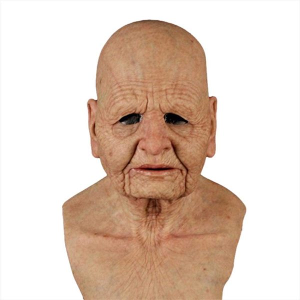 Halloween Gubbmask, Den äldre Gubben Huvudbonader Realistisk Silikonmaskerad Helhuvud Knepig rekvisit Old Man
