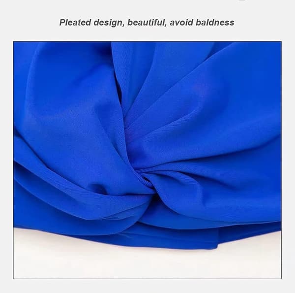 Dame plissert turban badehette, mykt elastisk polyester hårdeksel for langt hår, basseng, spa, strand og dusj, roserød