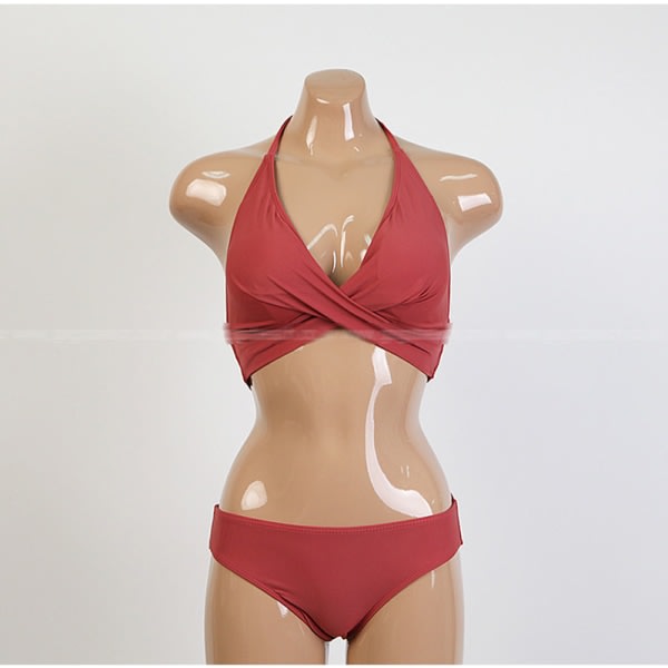 Bikiniuppsättningar för kvinnor i två delar med hög midja V-hals