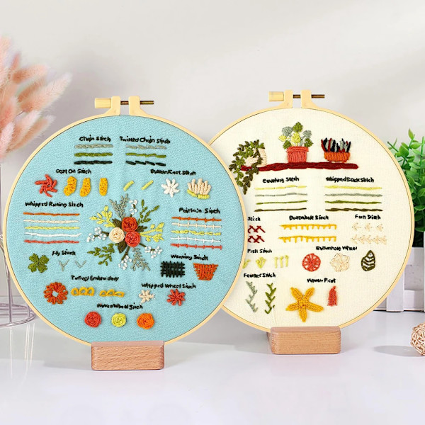 Blomma Broderi Kit Diy Korsstygnskit För Vuxna Nybörjare Handsömnad Broderi Färdighetstekniker Nålarbete Med Nybörjare Båge. Broderikit