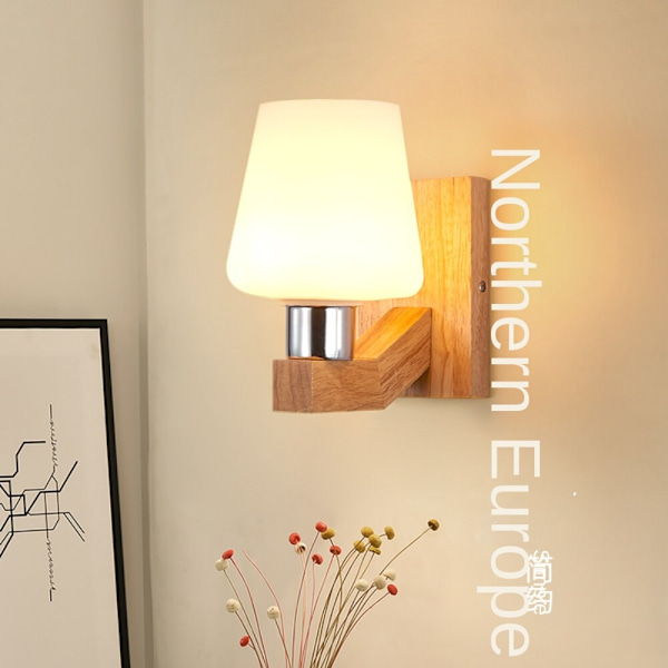 Indendørs væglampe i trækunst, moderne minimalistisk stil, lommelygte