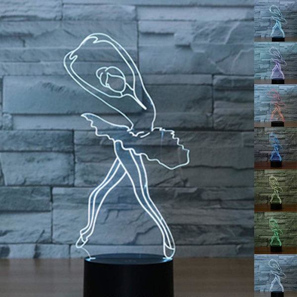 3D optisk illusionsnattlampa leksak, fjärrkontroll, dimbar