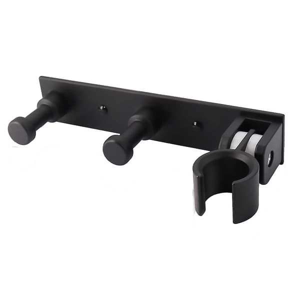 Suihkupään pidike seinäkiinnike 2 ripustuskoukulla, kädessä pidettävä Black_max Black