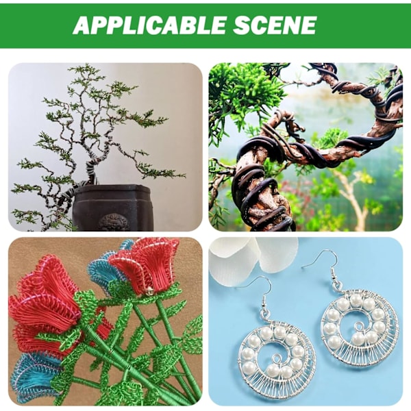 9 rullaa Bonsai-lankaa DIY, alumiinilankaa 3-kokoa (1,0 mm, 1,5 mm, 2,0 mm), kukin 16,4 jalkaa pitkä ruostumaton bonsai-työkalu ulkoilmaelämään