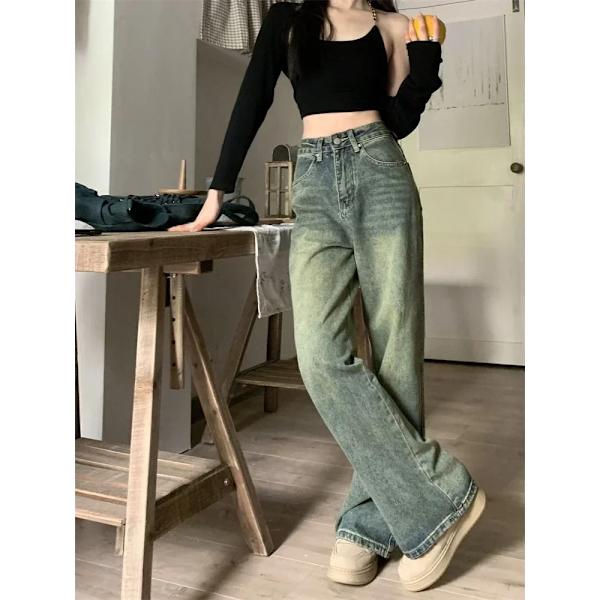 Deeptown Y2k Löysät Bredre Ben Farkut Naiset Vintage Streetwear Pestyt Denim Housut Grunge Basic Löysät Sininen Housut Femme Kevät. PIC 6XL