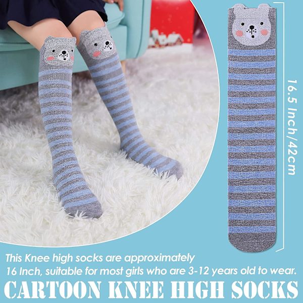 3-12-vuotiaille tytöille polvipituisia sukkia, lasten suloisia, hulluja, hauskoja eläinkuvioita, pitkiä saappaita, hauskoja eläinsukkia 02 Fun Animal Socks 02