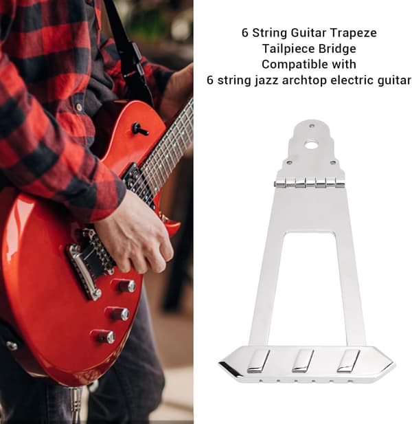 Trapesformad stall till 6-strängad gitarr - Rundad topp - Nickelpläterad legering - Jazz Archtop gitarrstall