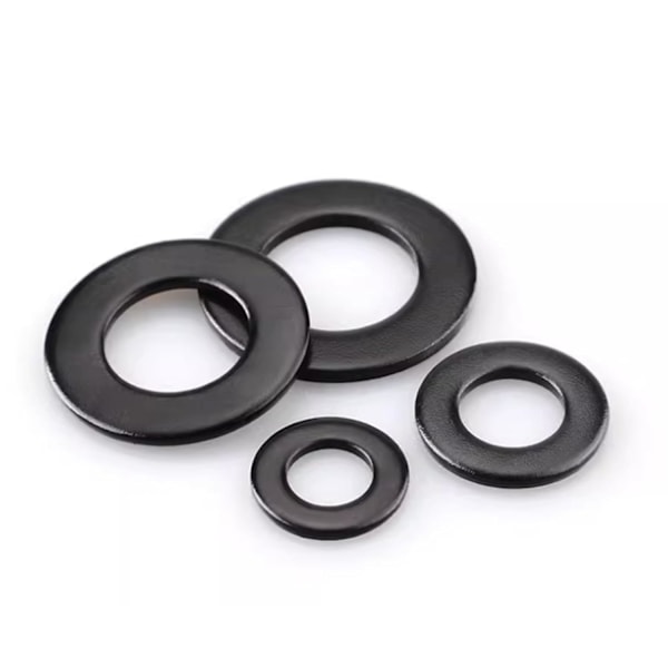 M6 x 12mm OD Black Flat Washers - 100 Pcs 18-8 (304) Stainless Steel