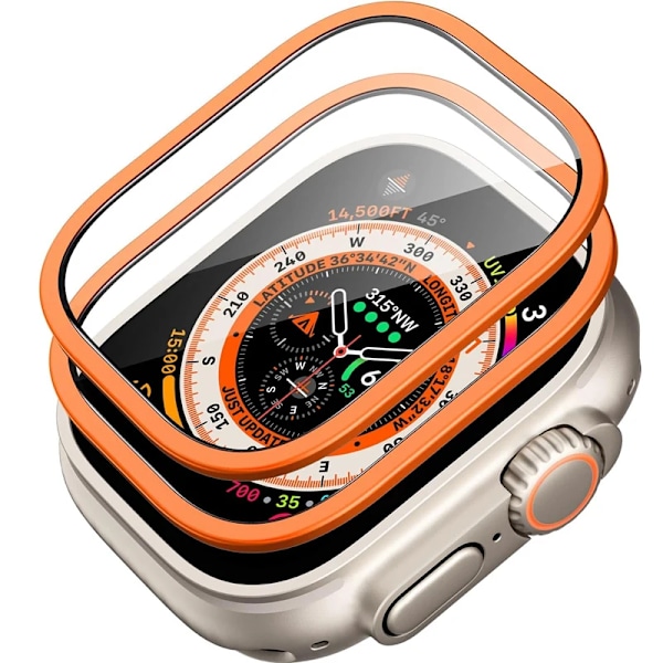 9H Hærdet Glas Titanram Til Apple Watch Ultra 2/1 Skærmbeskytter 49Mm Let Beskyttelse Til Iwatt Ultrach Ultraname 2PCS Orange til 49MM ultra