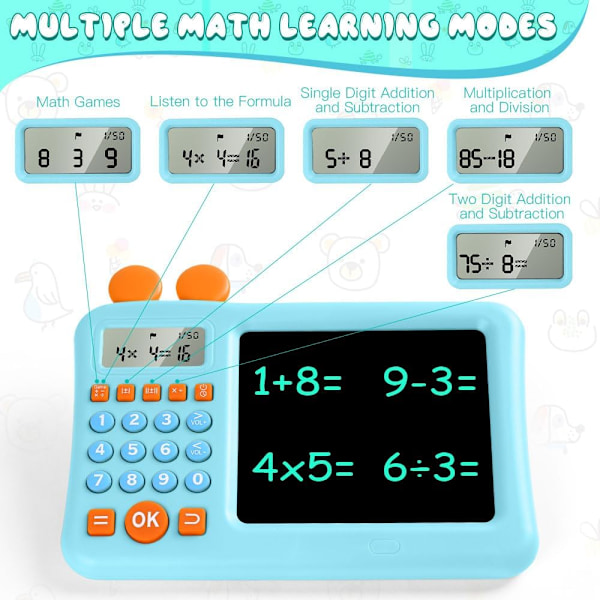 2-i-1 Matematikk Tegnebord for Barn, Pedagogisk Gave for Aldre 4-9 - Blå blue