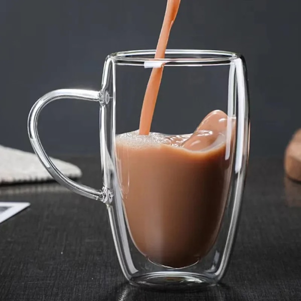 Varmebestandig dobbeltvegget glasskopp Høy borosilikatglasskrus Øl Juice Kaffe Vannkopper Transparent kopp Drikkevarer Gave Ingen Håndtak 80ml