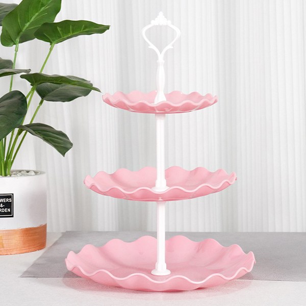 1 stk. Kageopsats Hvid Plast Dessertbord Stativ Sæt 4 stk. 3-lags Cupcake Display Stativ Kagebakke Rack Serveringsbakke Kagedisplaytårn til Style 3