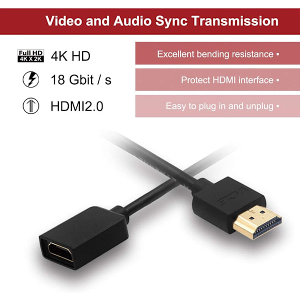 HDMI-jatkokaapeli uros naaras HDMI-jatkokaapeli TV-tikulle