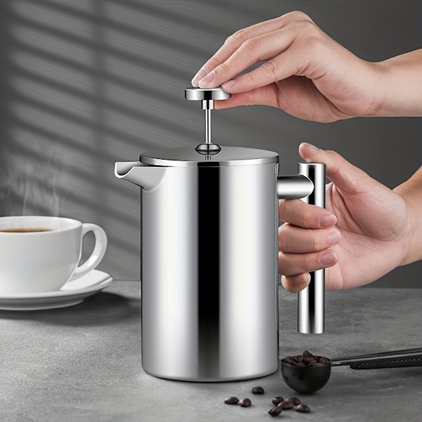 1. luokan ruostumattomasta teräksestä valmistettu kahvinkeitin teekannu suodattimella, kaksinkertainen ulkokäyttöön tarkoitettu käsin keitetty kahvinkeitin, 350 ml 800 ml 1000 ml keitetty teekannu