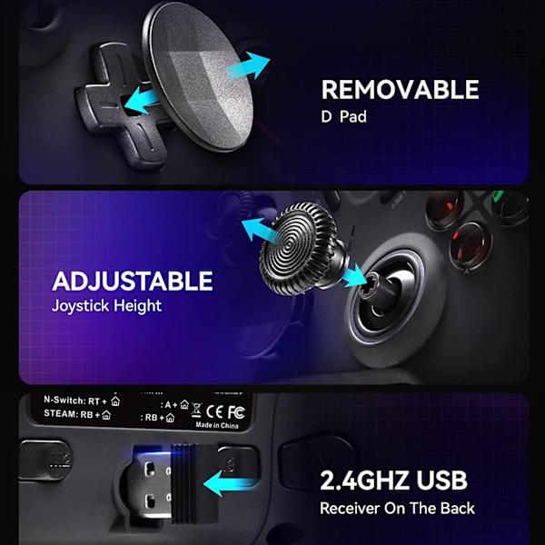 Trådløs spillkontroll Profesjonell ergonomisk følsom Hjem USB Gamepad Joystick for Android Svart
