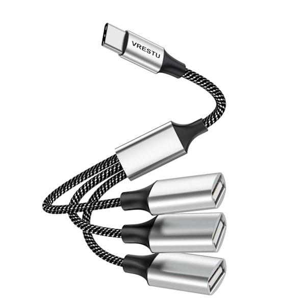 USB 2.0 typ C-adapter för turister, 6 000 HUB flätad datakabel, för Samsung Galaxy S22 MacPlePro Air iPad C till 3 USB