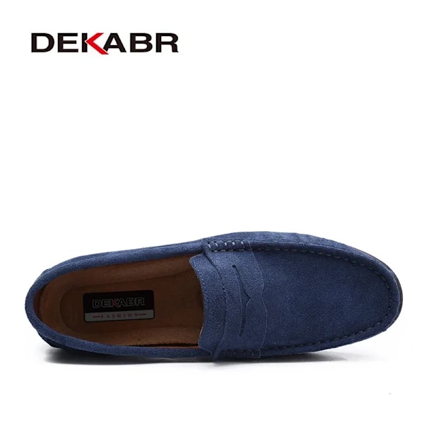 Dekabr Brand Spring Sommar Hot Sell Moccasins Mænd Loafers Høj Kvalitet Ægte Læder Sko Mænd Flad Letvægts Kørselssko 02 Blå 8