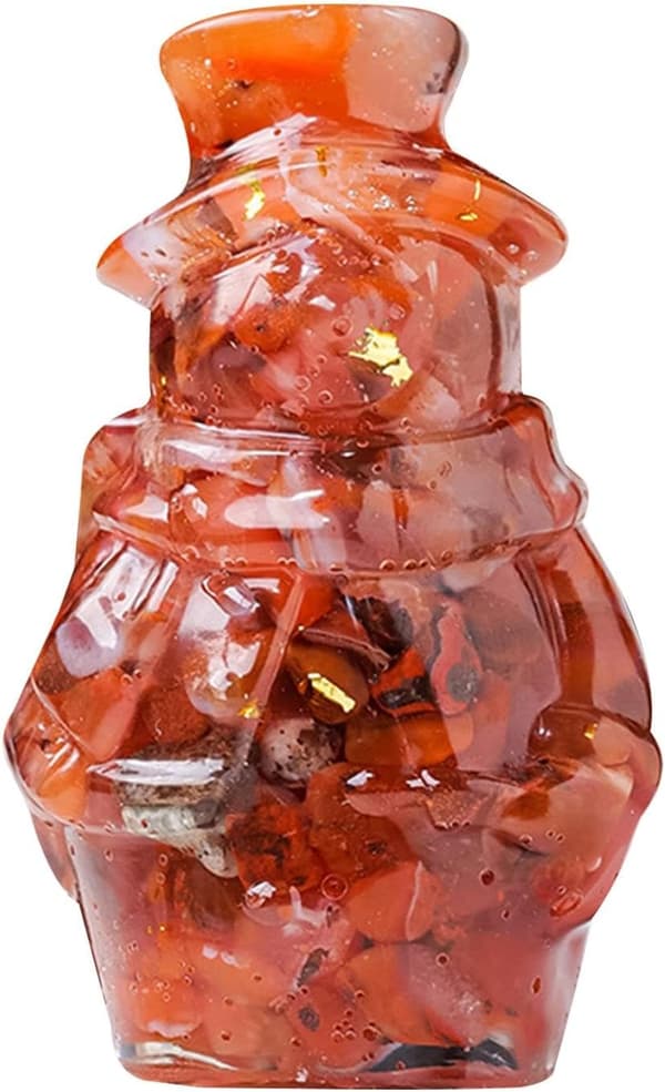 Kristall Snögubbe Figur - 3D Julminiatyr, Röd Agat Red agate
