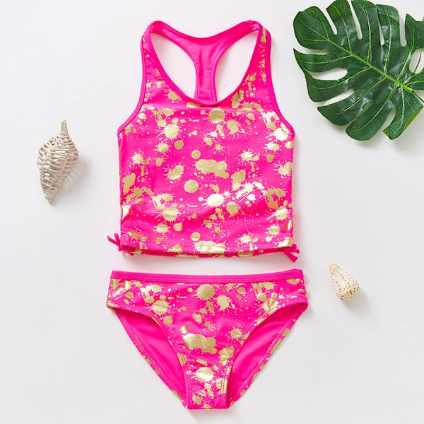 1~14Y Flickbaddräkt Flickbaddräkt Set Bikiniset för barn Biquini Infantil Baddräkt för barn-ST108mix SW338 rose 5-6Years