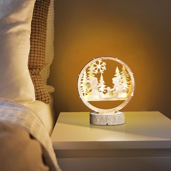 Jullampe | LED-lampe | Nattlampe | Bord | LED julelampe | batteridrevet barnerom skrivebord kreativ LED borddekorasjoner for gutter jenter soverom a