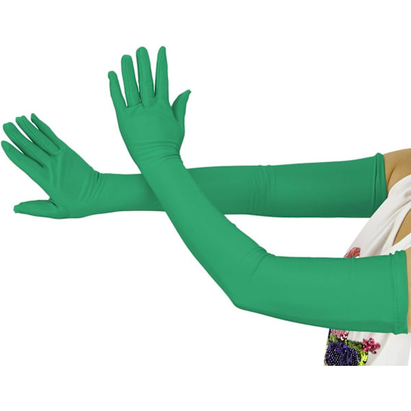 20,1 tum långa stretchspandexoperahandskar, över armbågen (svart) Green Large