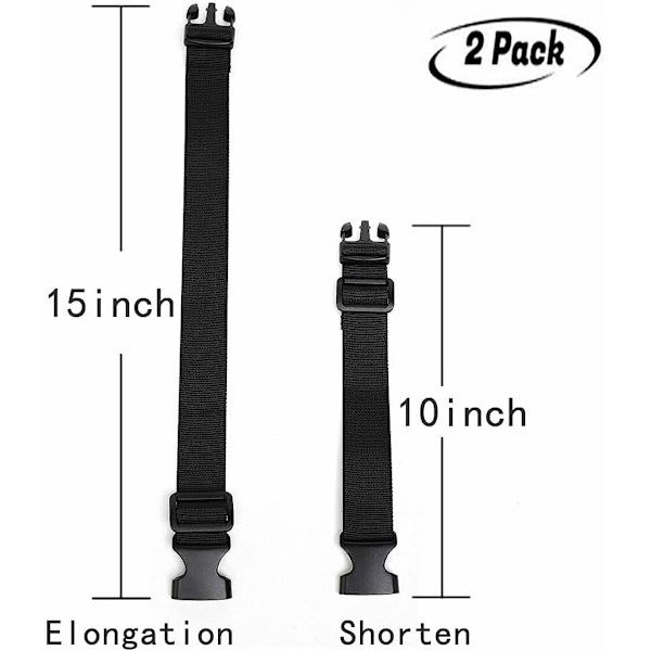 Fanny Pack Belteforlenger Justerbar Elastisk Stropp for Midjevesker, 2-pakning (Svart) Extender Belt