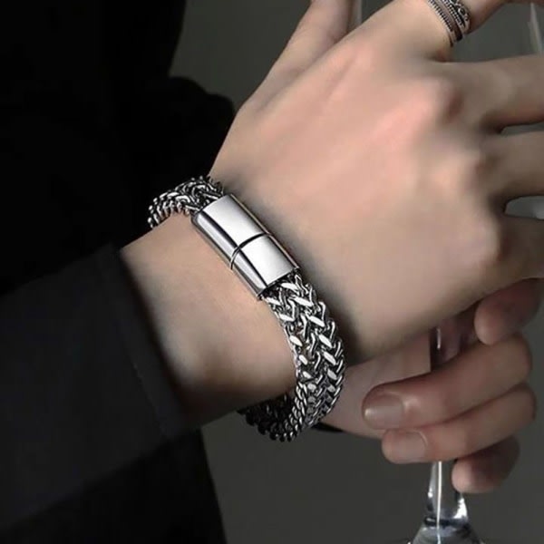 Armband mäns rostfritt stål magnetiskt spänne förlängningsspänne Silver