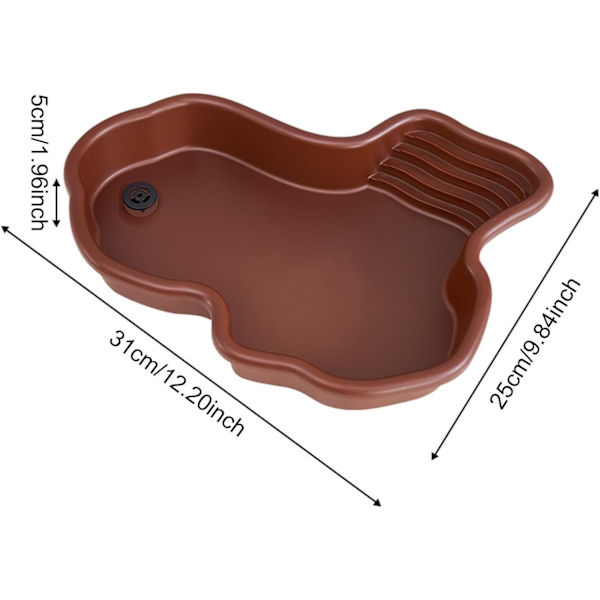 Liskojen vesikulho, terraariokulho kaltevalla ruokinta-alustalla With drainage
