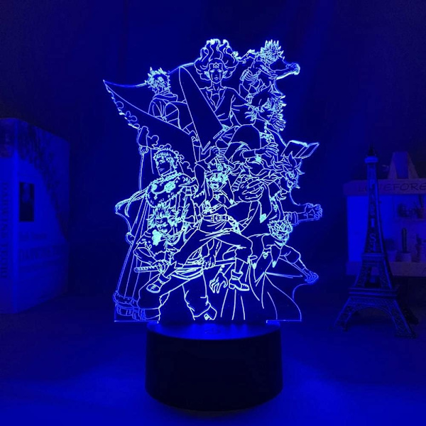 Svartkløver LED 3D-lampe Lllusion Light Skrivbordslampe Japansk A