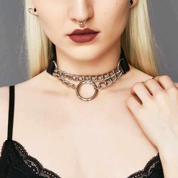 Svart Pu Läder Gothic Chokers Halsband För Yetsye Kvinnor Flickor. Justerbar sexig krage spik