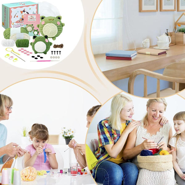 Hæklet Starter Kit, Professionelle Værktøjer, Krog & Garn til Begyndere og Eksperter