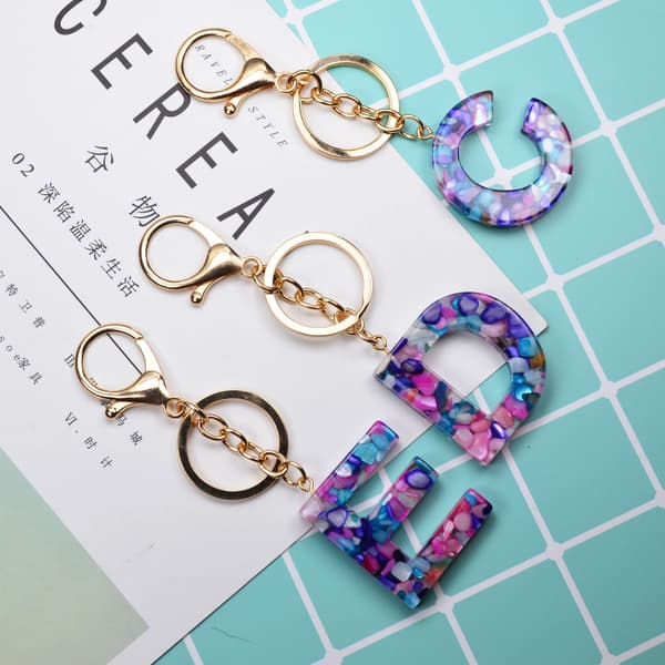 1PCS Nykkelring Flerfarget Bokstav A - Z Initial Bokstav Harts K E E