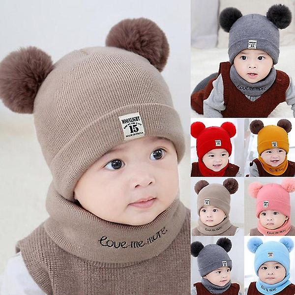 Baby Toddler Flickor Pojkar Warm Hat Vinter Beanie Cap+sjal