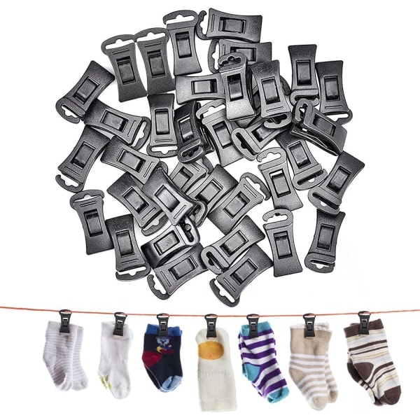 Sockklämmor för tvättmaskin och torktumlare Multifunktionell sockhållare med krok Halkfria klädnypor 40 Pack