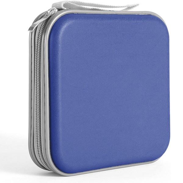 CQBB CD- case med 40 kapacitet, styvt DVD- case i plast Bärbar CASE -fodral med dragkedja Stor förvaringsskivaplånbok Väska-blå