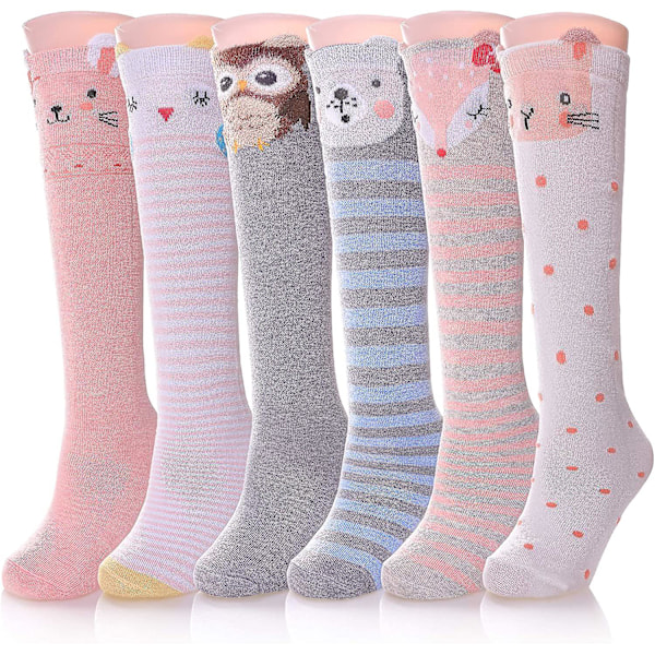 3-12 år gamle jenter Knelange sokker Barn Søt Gal Crazy Dyremønster Lang støvel Morsomme Dyresokker 02 Fun Animal Socks 02