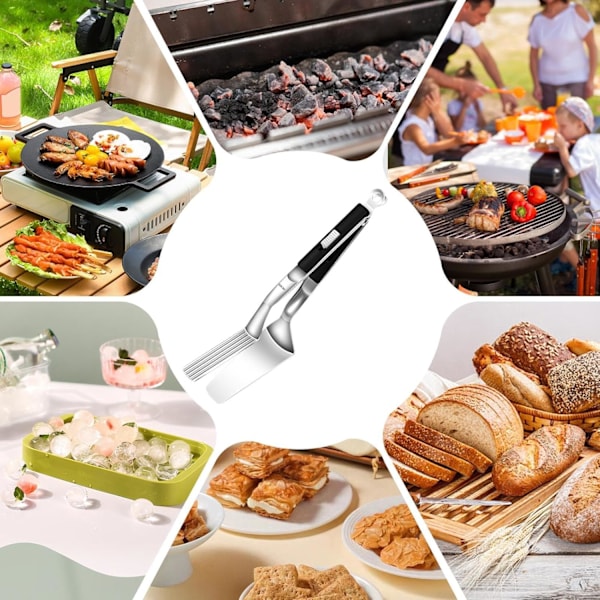 Justerbare BBQ-Tænger, Varmebestandig Koge-Klemme, Udendørs Grillredskaber, Madserveringsklemme Black