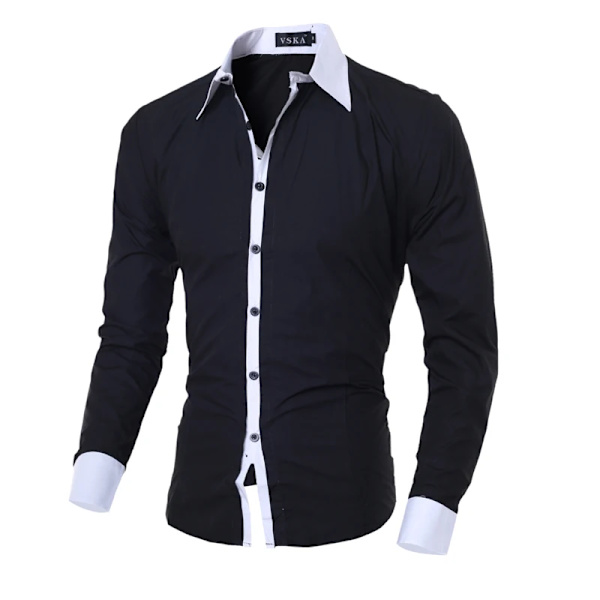 Miesten raidallinen paita Pitkähihainen Slim Fit Valkoinen Sosiaalinen Paita Miesten Casual Business Camisa Masculina Chemise Joulupaita 1028-White L