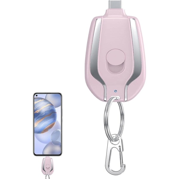 SQBB 1500mah Nyckelring Telefonladdare, Mini Power Emergency Pod kompatibel Iphone eller Type-c Snabbladdning Power Bank Nyckelring Pink For Type-c