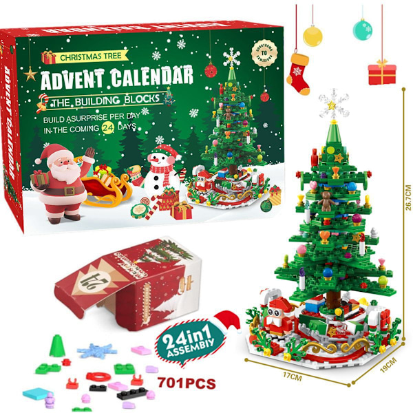 Byggeklodser Julekalender Blind Box Nedtælling 24 Ruder Børn DIY Bil Dinosaur Byggeklodser Hånddrevet Blind Box-sfsssc GL-87 Snow House and Elk [2024 New]
