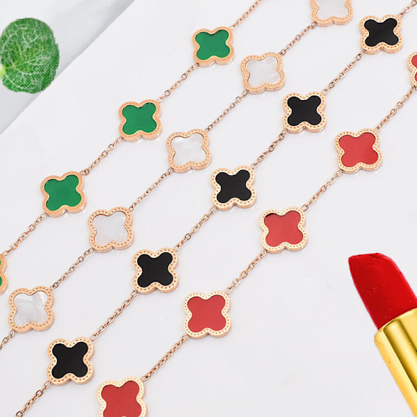 Modesmykker Titanstål Armbånd Firkløver A7
