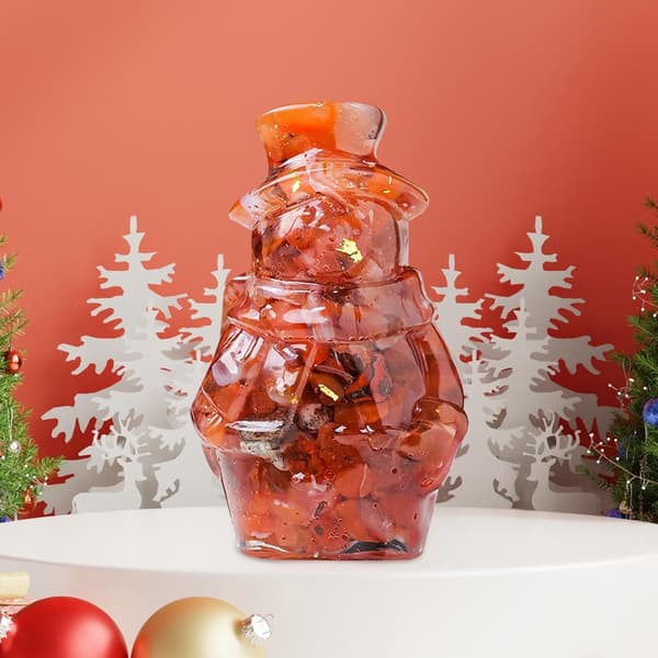Kristall Snögubbe Figur - 3D Julminiatyr, Röd Agat Red agate