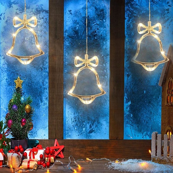 Julstjärne-fönsterlampor, 3-pack LED-hängande julbelysning med sugkoppar (Stor) Clocks