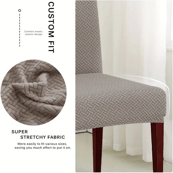 Elastisk cover Stretch sits överdrag Jacquard Spandex case för köksstol Säte Hem Hotell Bankett 4776-white 1pc
